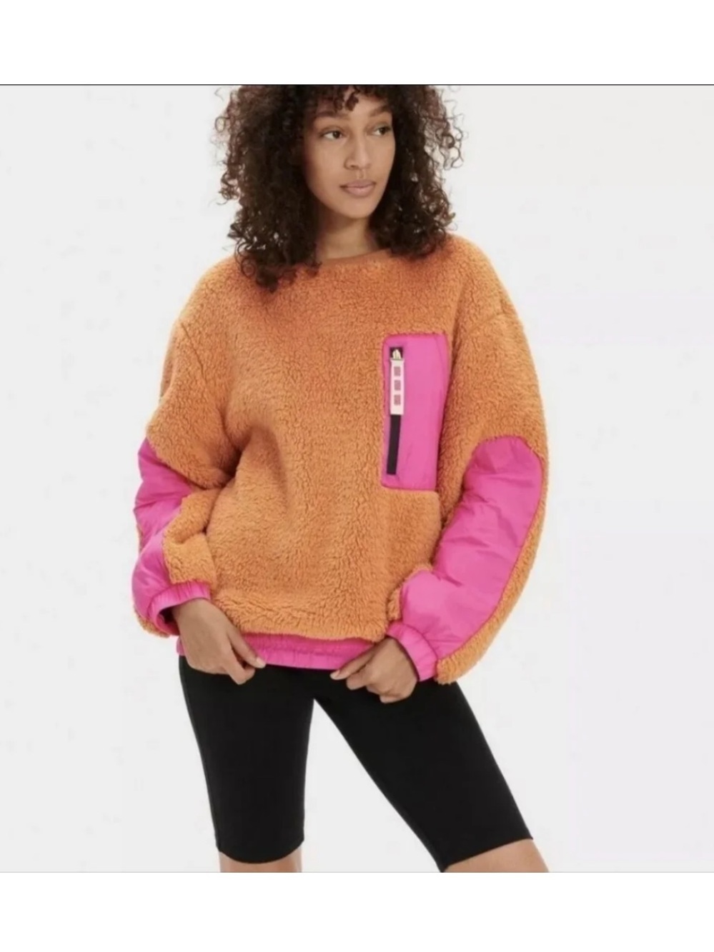 UGG Furry Niko Sherpa Crewneck Sweatshirt Size Medium
